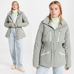 NWT Free People All Prepped Ski Jacket Quilted Grayed Olive Size XS